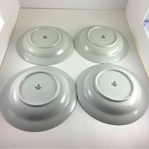Vintage Winterling Schwarzenbach 8 7/8" Rim Soup Bowls Set of 4 Gray Flowers - Picture 6 of 8